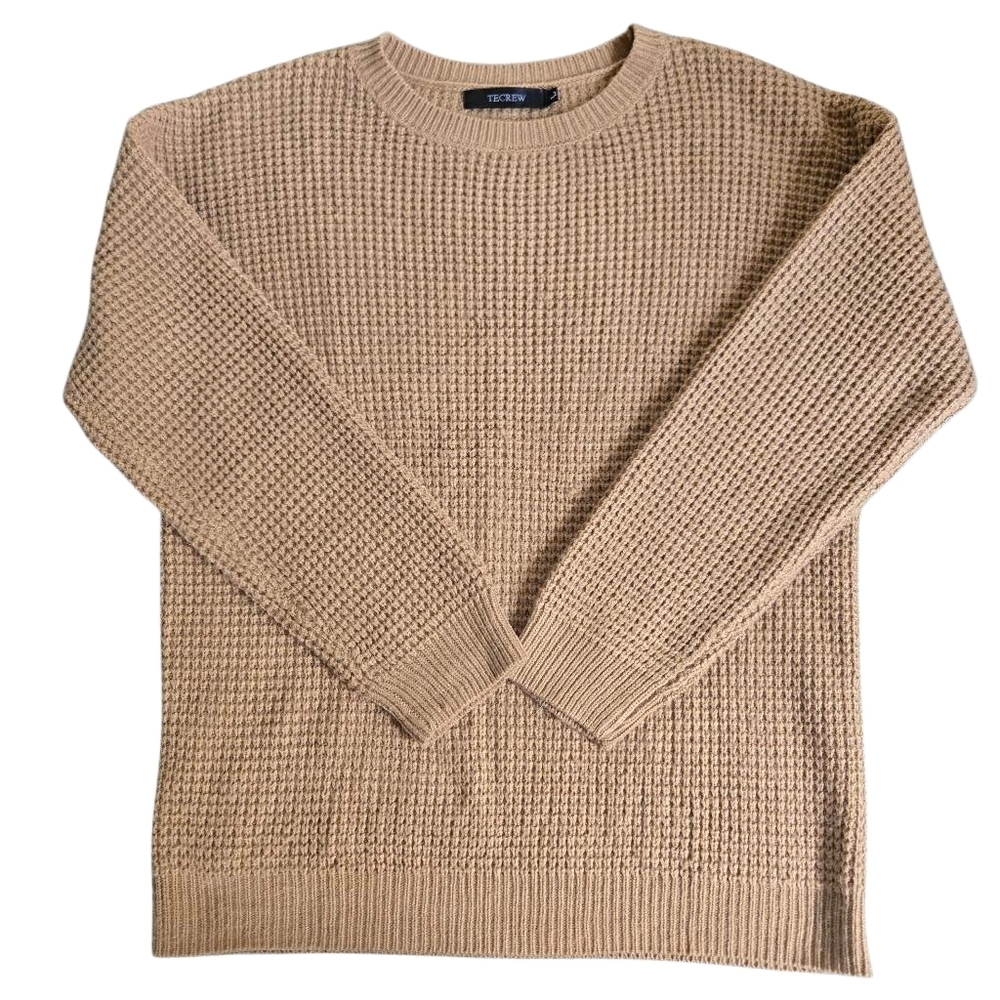 ✨️ Tan Waffle Knit Crewneck Sweater